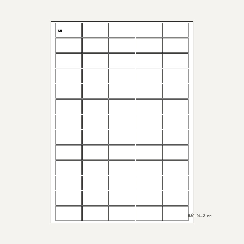 Etichete A4 65 buc. — 38×21.2 mm, 38 × 21.2 mm, 65 buc/foaie
